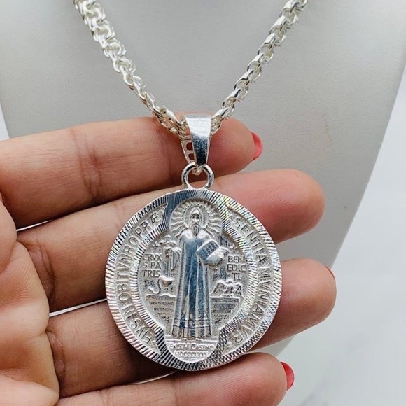 ✨ 925 Sterling Silver Saint Benedict and necklace San Benito